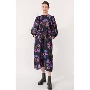 Baum Und Pferdgarten Size 32 Atlanta Floral Midi dress Black Balloon Sleeve New